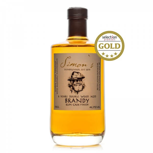 Produktbild einer Flasche Simon's 6 years double wood aged Brandy